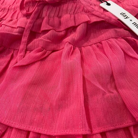 day + moon Pink Bubble Mini Skirt with Ruffled Tiers - Picture 11 of 12